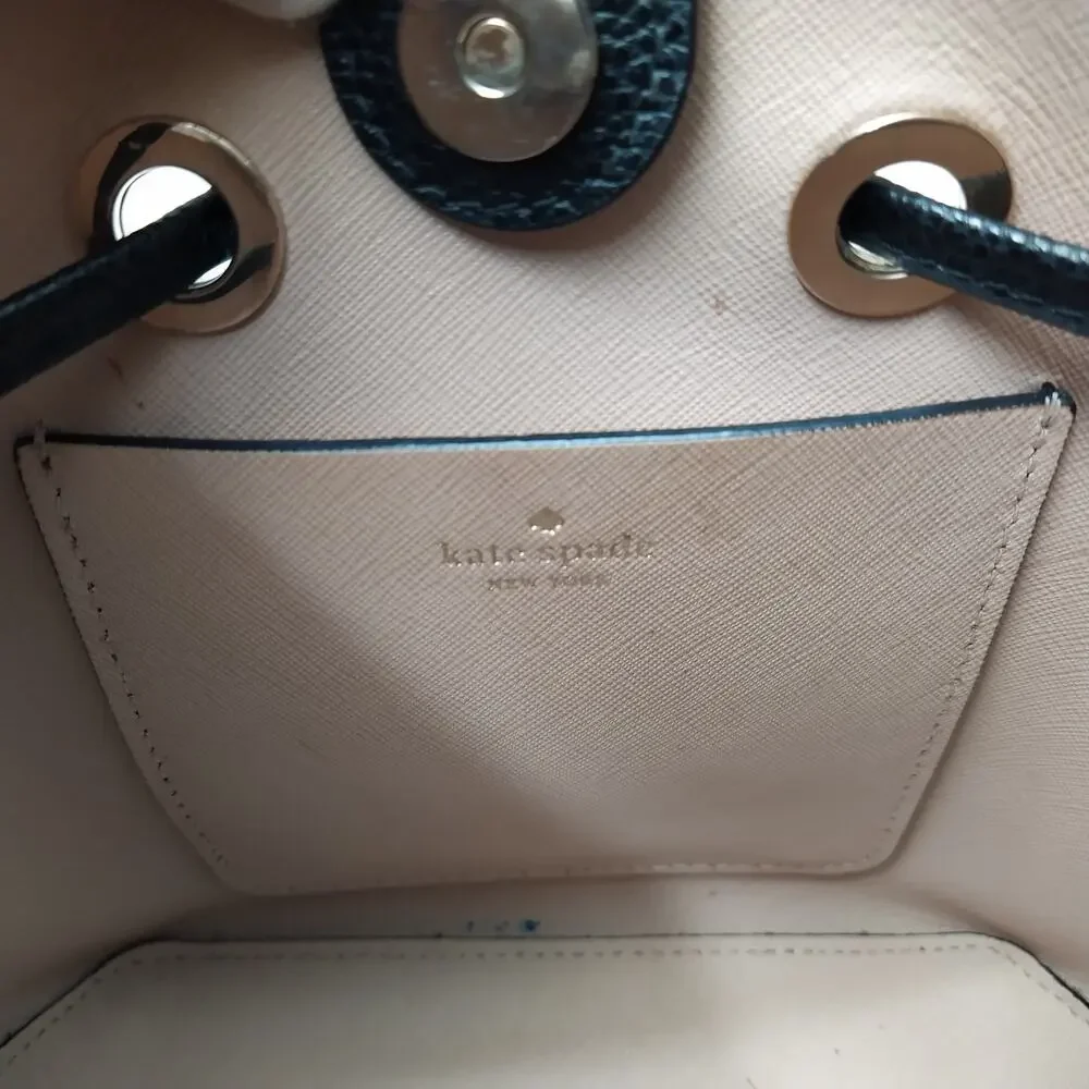 Kate Spade New York Black Pebbled Leather Drawstring Crossbody Bag